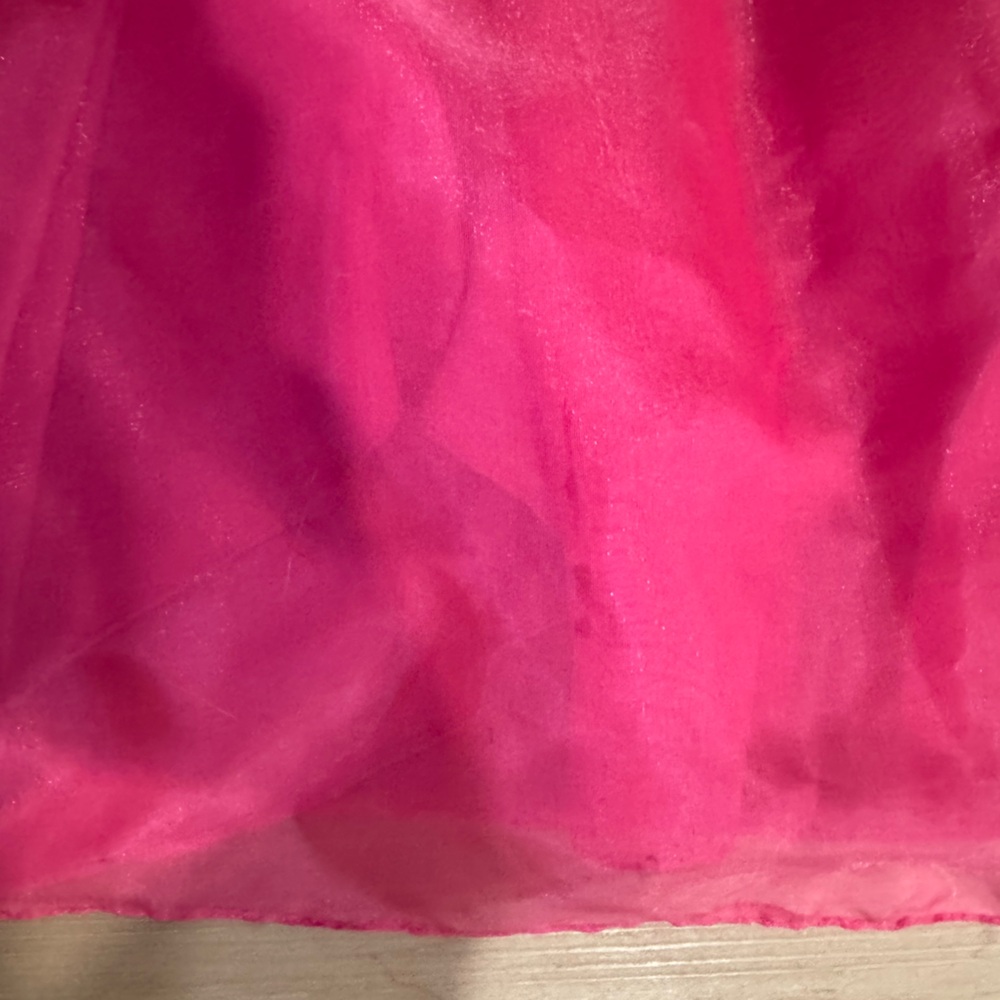 Vintage 80s Hot Pink Prom Formal Dress with Lace and Puff Sleeves Size 2 - Picture 5 of 10